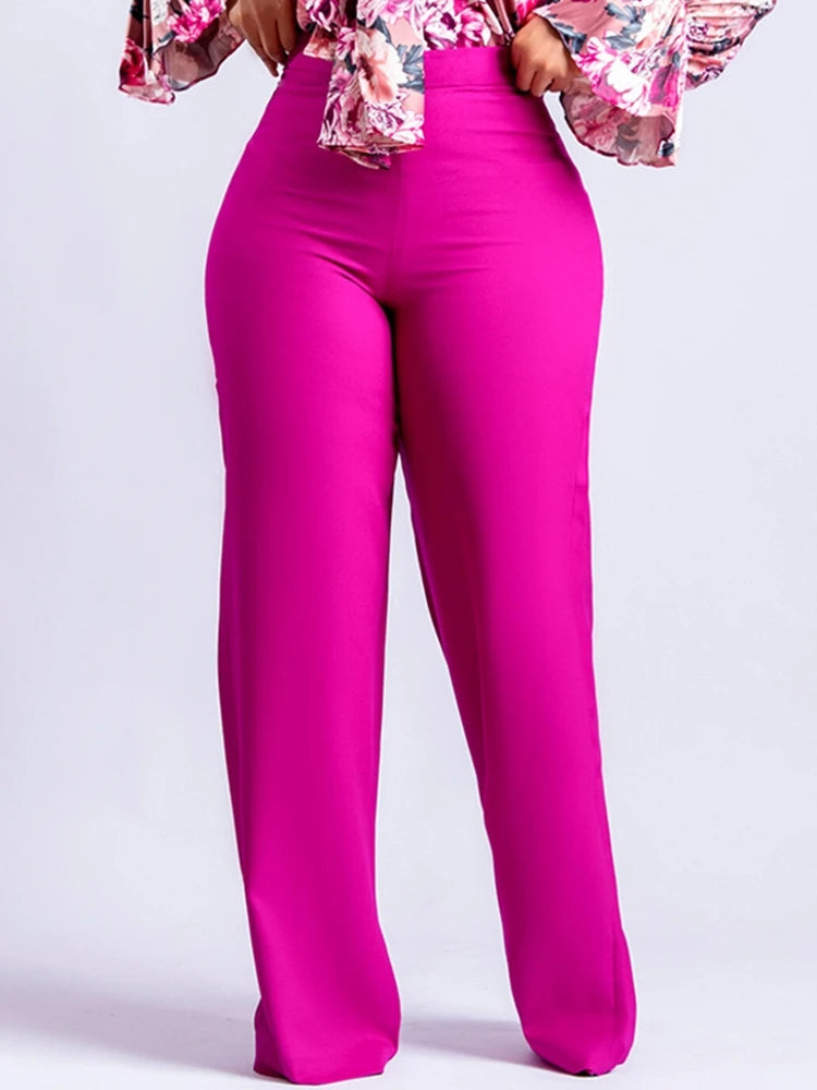 Women Shiny Yellow Capris Pants High Waist Trousers Office Work Lady Full Length Summer Bottoms Capris 2023 Spring Summer